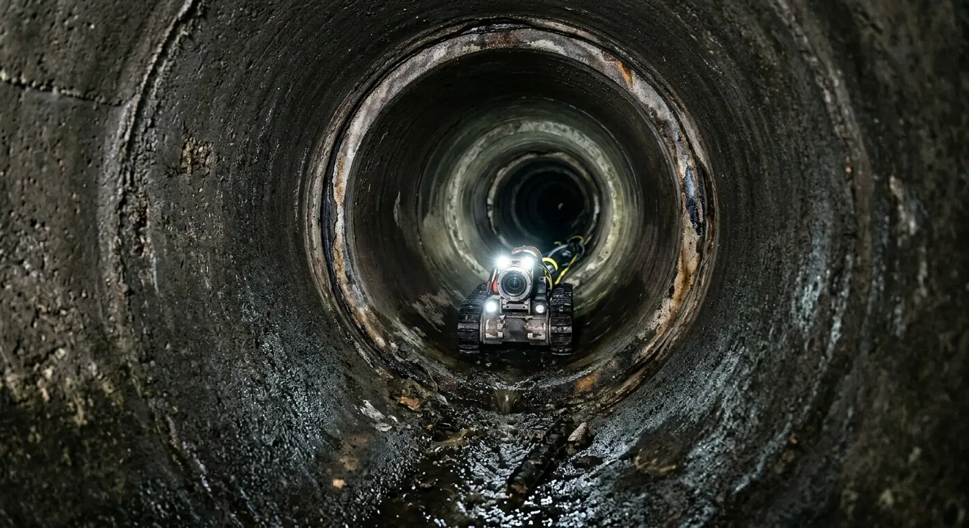 Robotic sewer camera inspecting pipe interior for Drain Snake Service in Covington